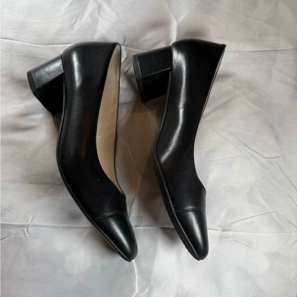 Cole Haan The Go To Black Leather Block Heel Pumps Women's Size 8.5B W16077 - Picture 4 of 7